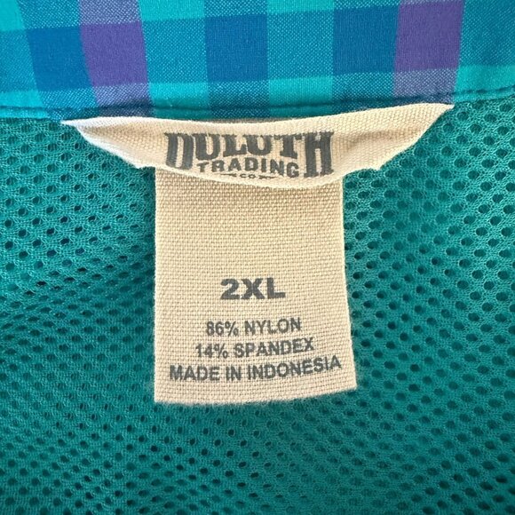Duluth Trading Co. Sidewinder Plaid Tunic Shirt Teal Women's 2XL UPF-30 Hiking - Picture 9 of 12